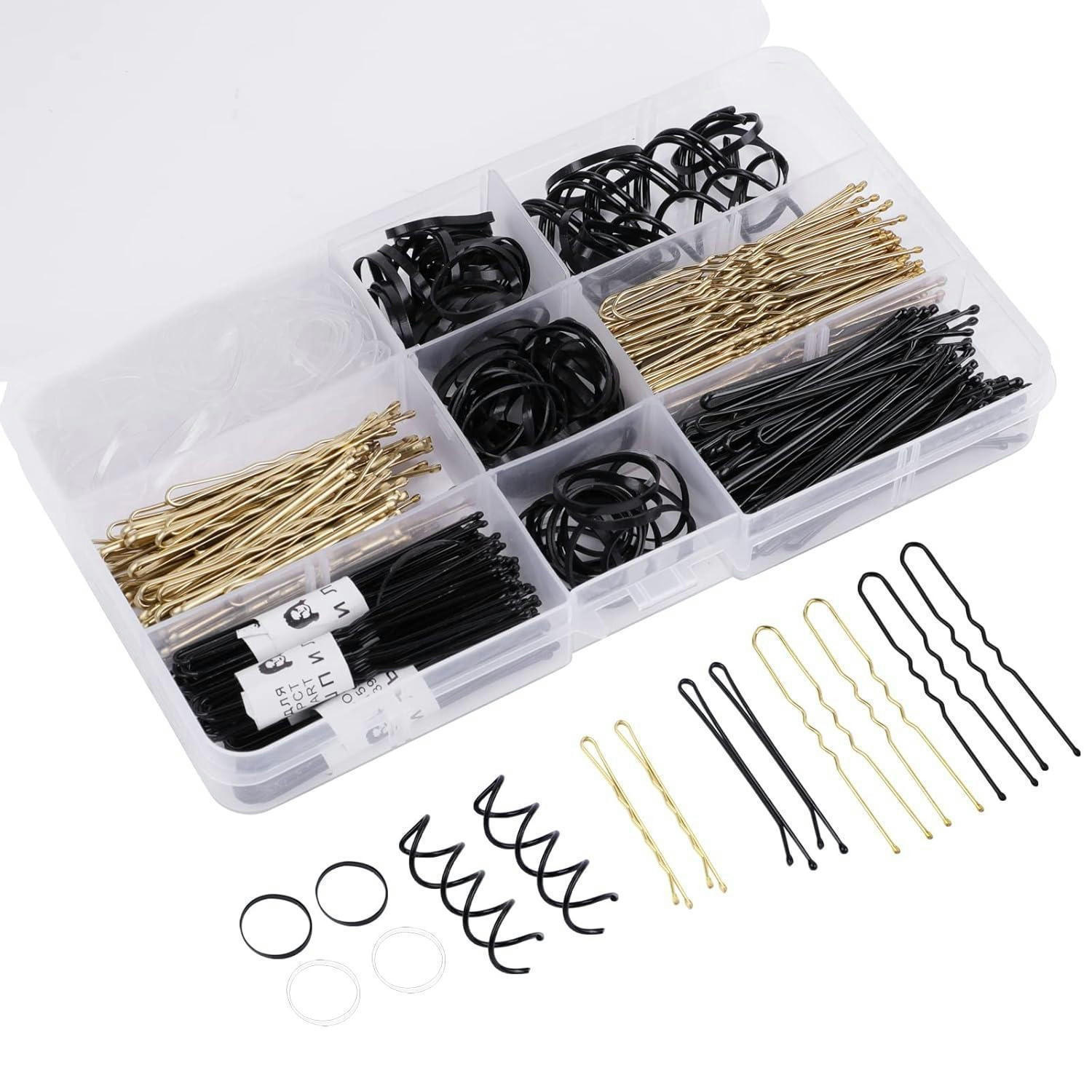 HAARNADELN Set 343 Stück mit Aufbewahrungsbox - Multicolor, Metall (5/1/6cm)