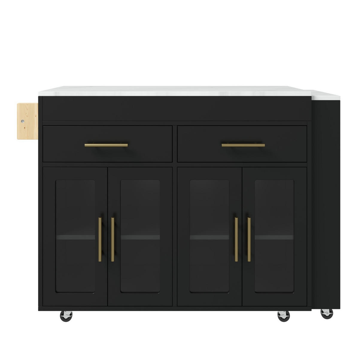 KÜCHENINSEL ausziehbar 132,5-217 x 50 x 93 cm MDF Black 3-tlg. - Schwarz, Holz (50/93/217cm) - Beauniv