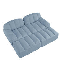 2-SITZER-SOFA DE-34312 mit 2 Ottomans Blau - Blau, Textil (165/79/210cm) - ComfortXL
