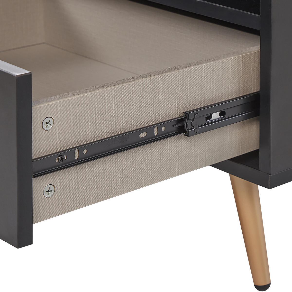 NACHTTISCH schwarz rechteckig 50/40 cm Indio - Goldfarben/Schwarz, Holzwerkstoff (50/51/40cm) - Beliani