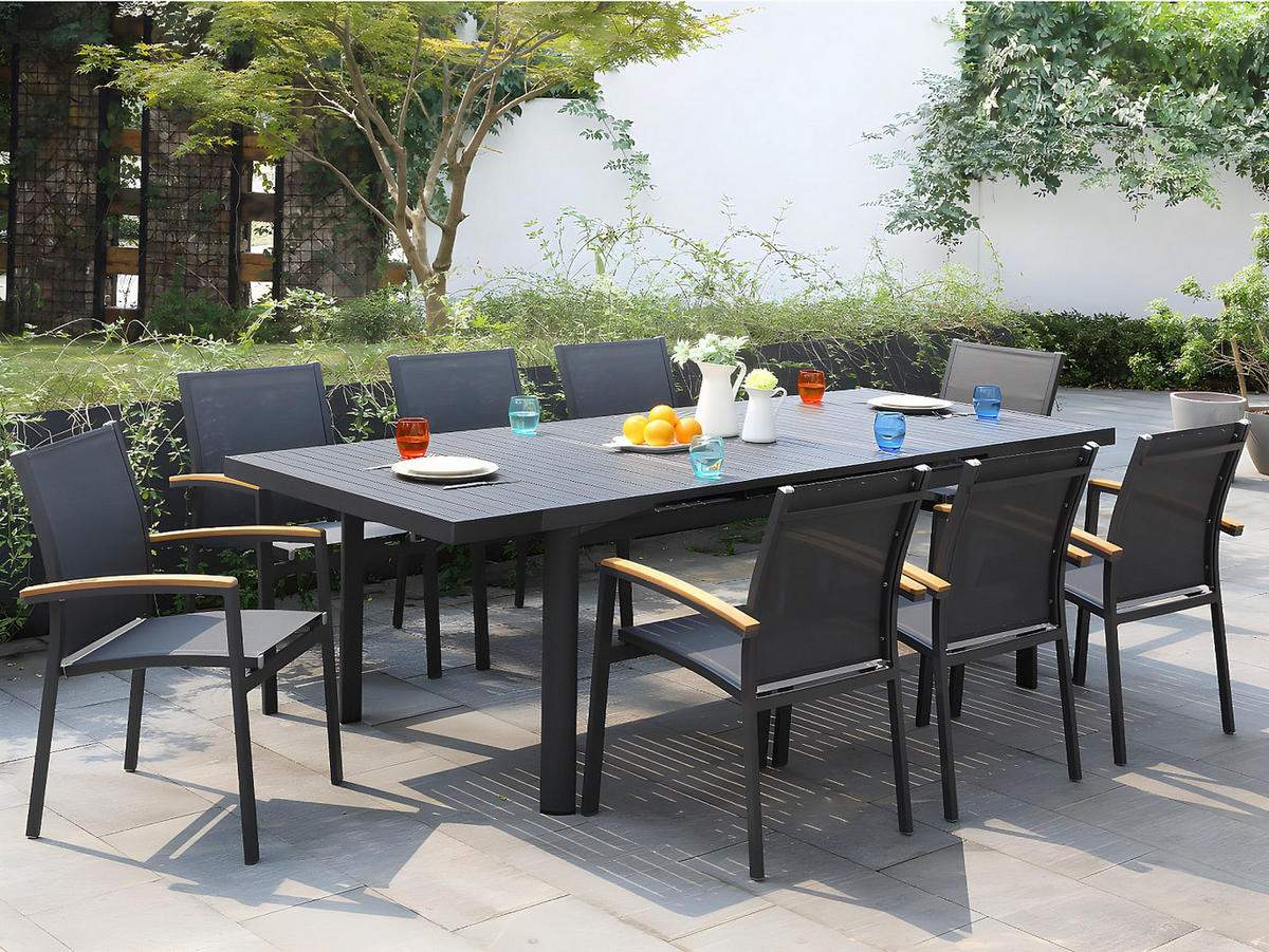 GARTENESSGRUPPE im Set - 8 -Sitzer - Aluminium - anthrazitgrau - NAURU - Anthrazit, Metall - Vente-Unique