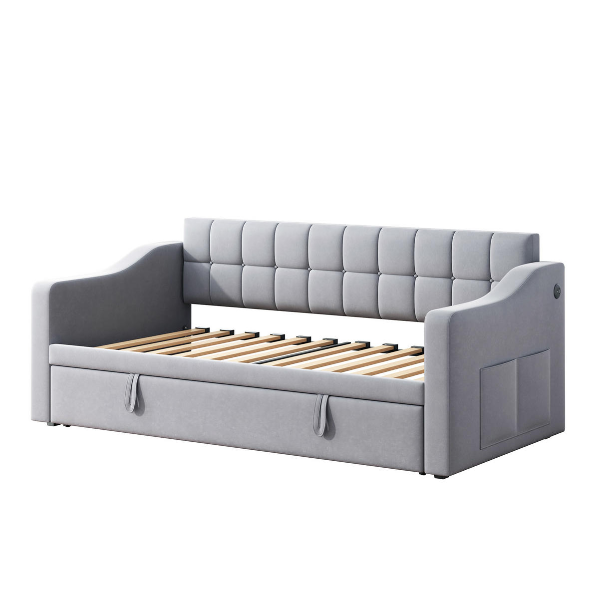 AUSZIEHBETT 90/180/190 cm DE-01999, in Hellgrau - Hellgrau, Metall (90/190cm) - ComfortXL