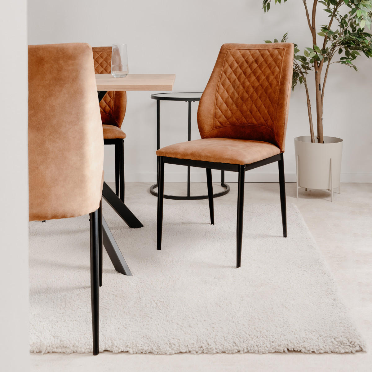 ESSZIMMERSTÜHLE STOFF MIT METALLGESTELL 4er set 45/90/45 cm - Braun, Metall (45/90/48cm) - Calicosy