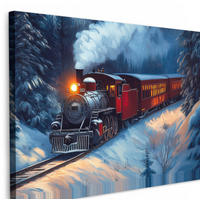 LEINWANDBILD Zug - Weihnachten - Schnee - Weihnachtszug 30x20 cm - Anthrazit, Textil (30/20cm) - MuchoWow