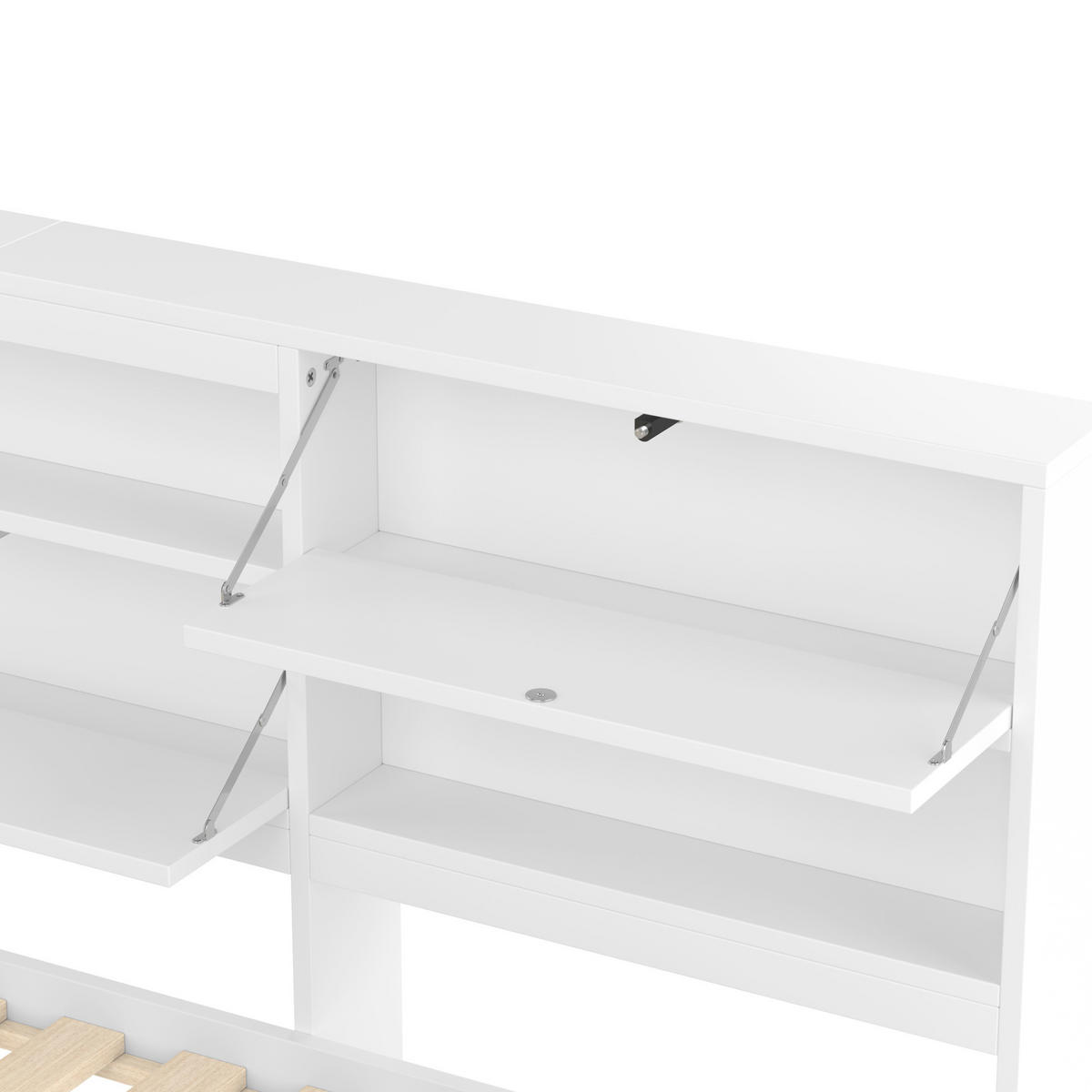 BETT 140/200 cm Weiß aus Kiefernholz mit Stauraum und Bett - Weiß, Holzwerkstoff (140/200cm) - OKMYHOME