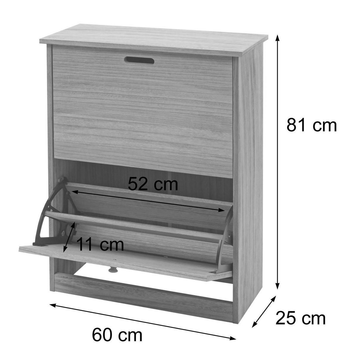 SCHUHKIPPER Grau, Braun - Braun/Grau, Holzwerkstoff (60/81/25cm) - MCW