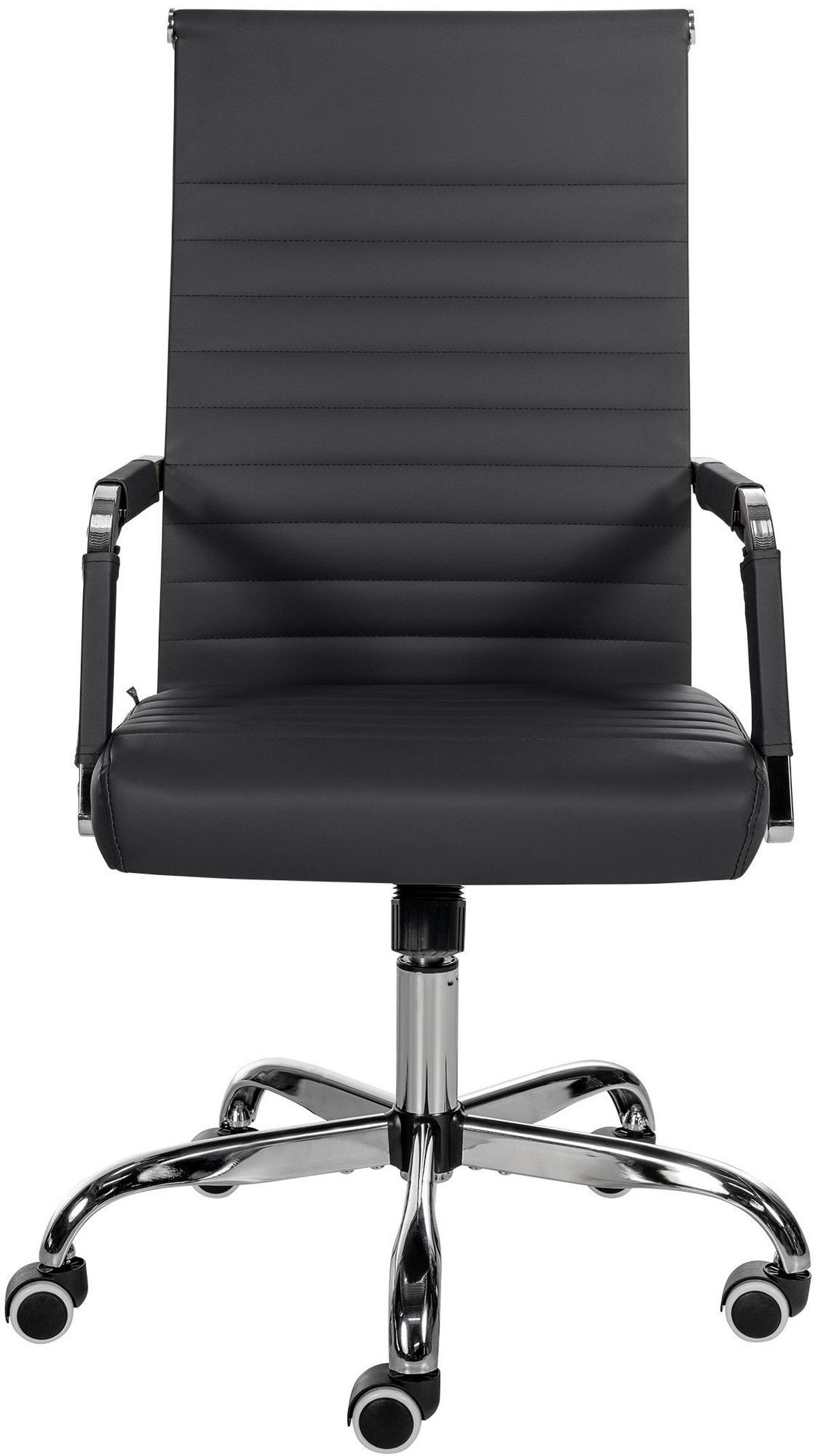 DREHSTUHL Lederlook schwarz - Schwarz, Textil/Metall (51/98/63cm) - CLP