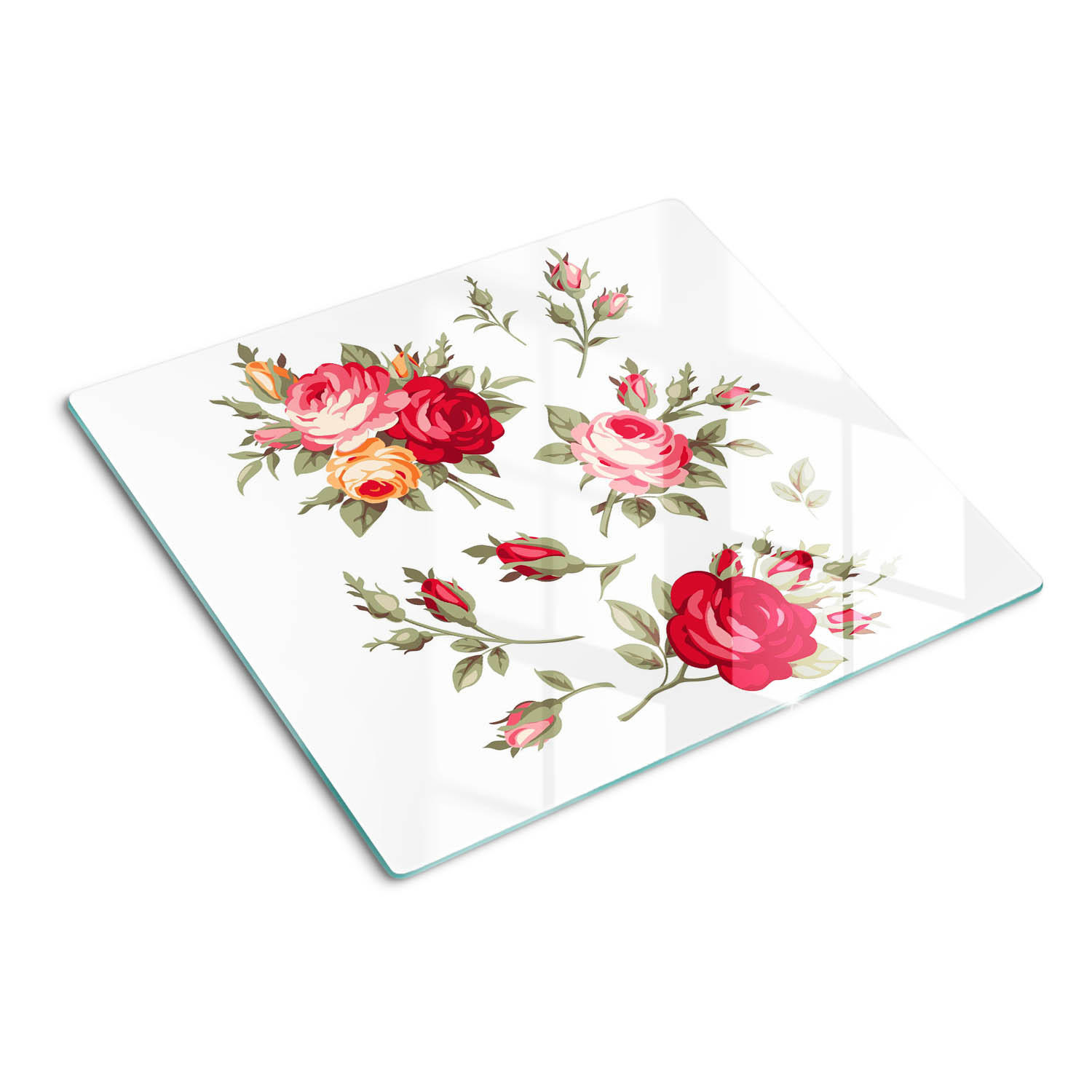 GLASPLATTE 60x52 cm Rosen - Rot, Glas (60/0.4/52cm) - TULUP