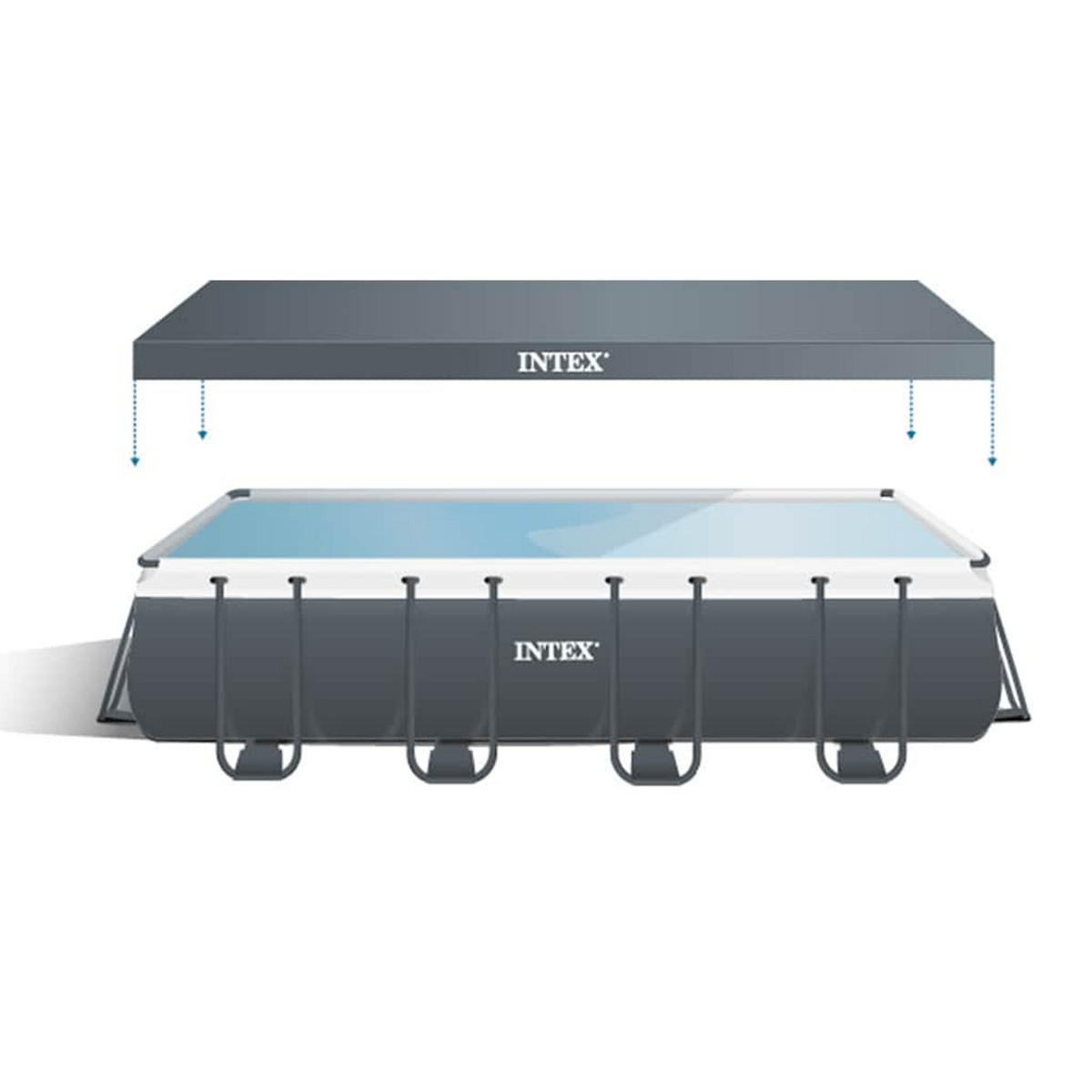 POOL-SET Intex Ultra Xtr Frame Rechteckig 549/274/132 Cm 26356Gn - Silberfarben, Metall (549/132/274cm) - INTEX