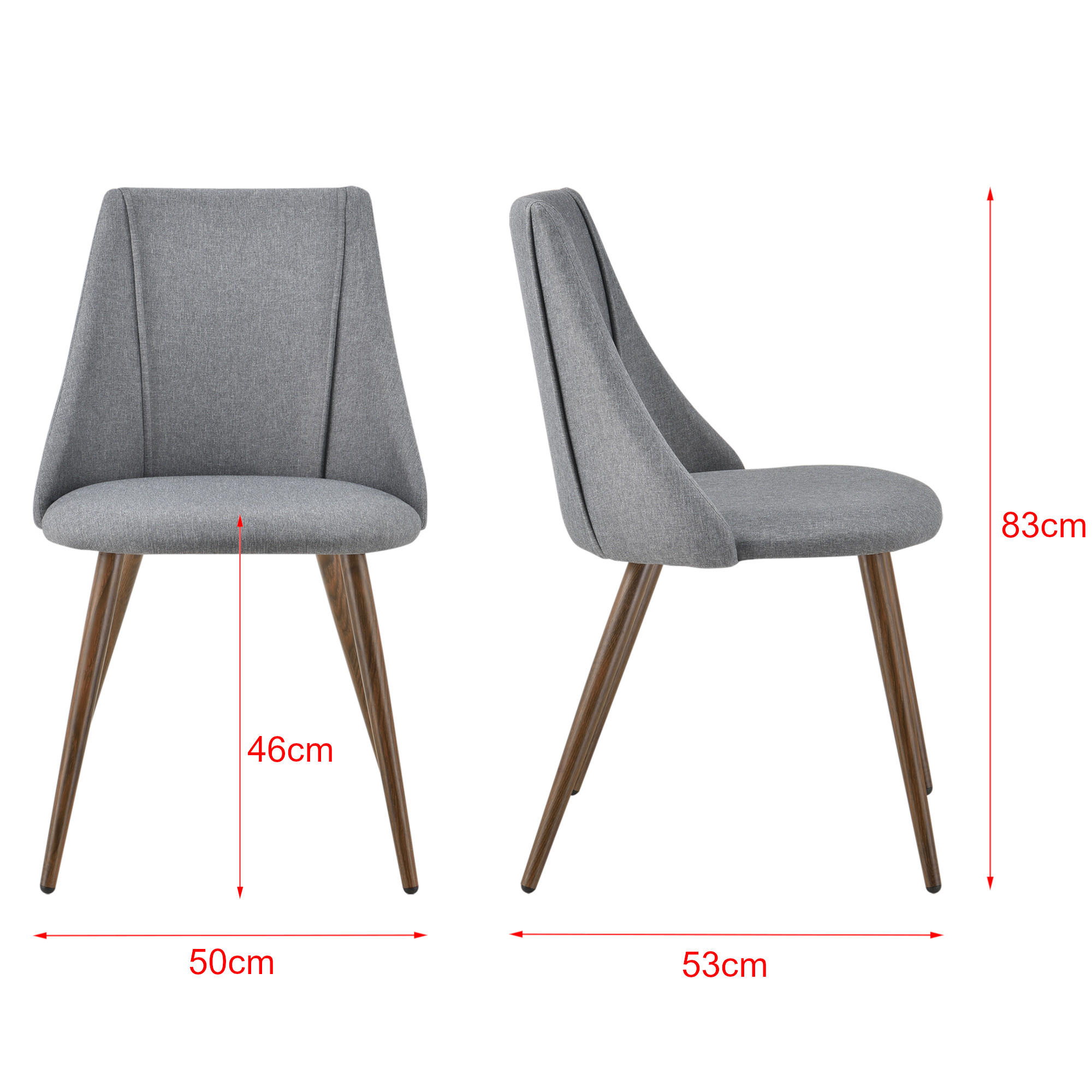 POLSTERSTUHL-SET 2 TLG. Danzig - Grau, Metall (50/83/53cm) - [en.casa]