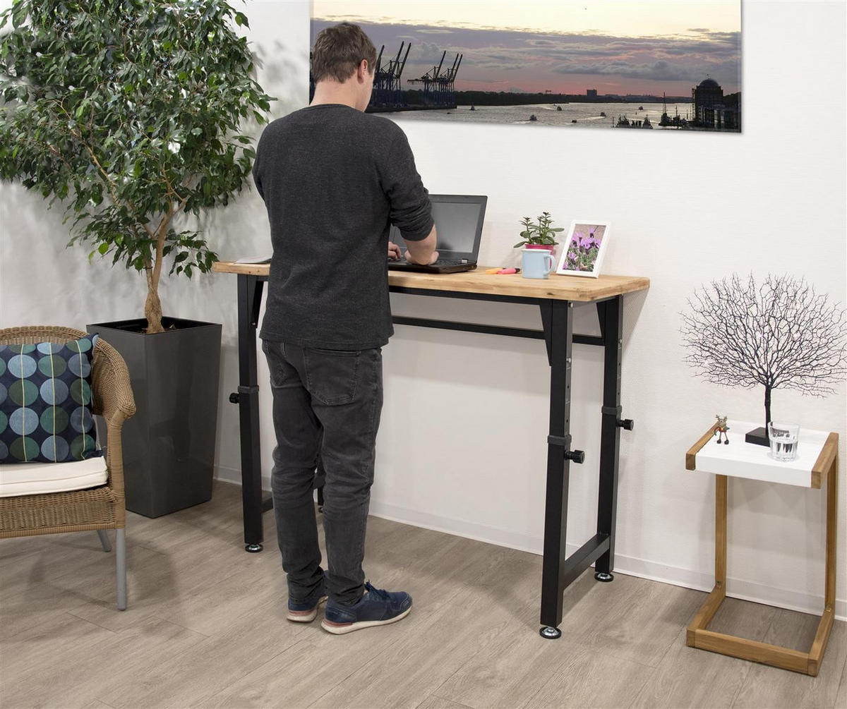 WERKBANK Höhenverstellbar 135 cm Fichtenholz Schwarz 85/95/105 cm - Schwarz, Holz (15.2/137/62cm) - Rikta