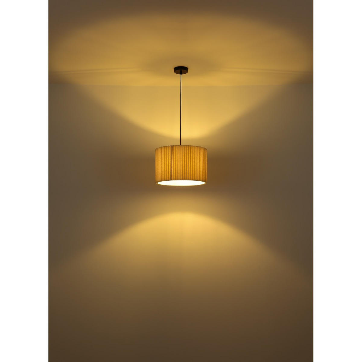 PENDELLEUCHTE Textil naturfarben - Beige, Metall (38/38/120cm) - Globo Lighting