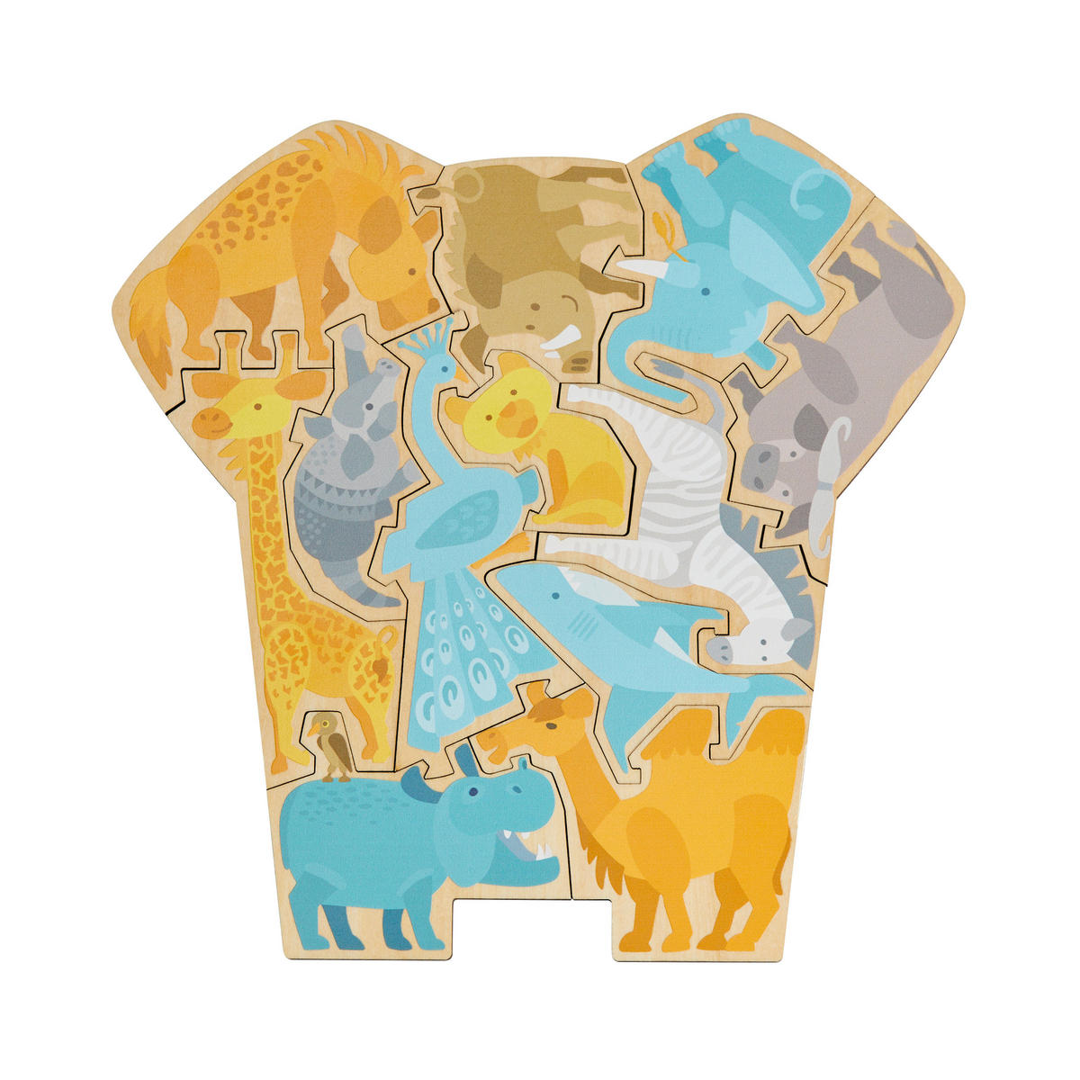 HOLZPUZZLE 2in1 Elefant, ab 3 Jahre - Multicolor, Naturmaterialien (15.5/5/23.5cm) - Haba