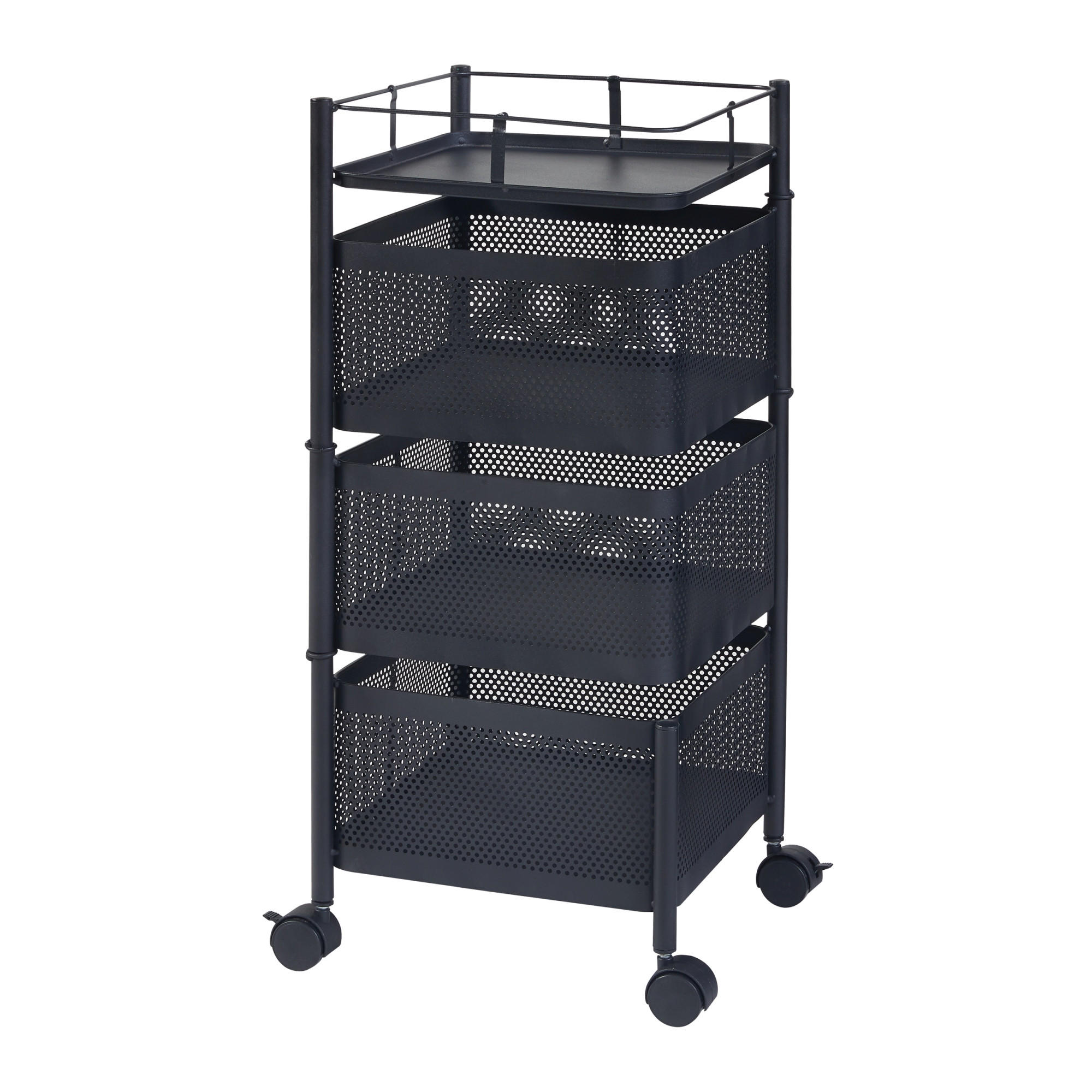 ROLLWAGEN Sunndal - Schwarz, Metall (27/64.5/27cm) - [en.casa]