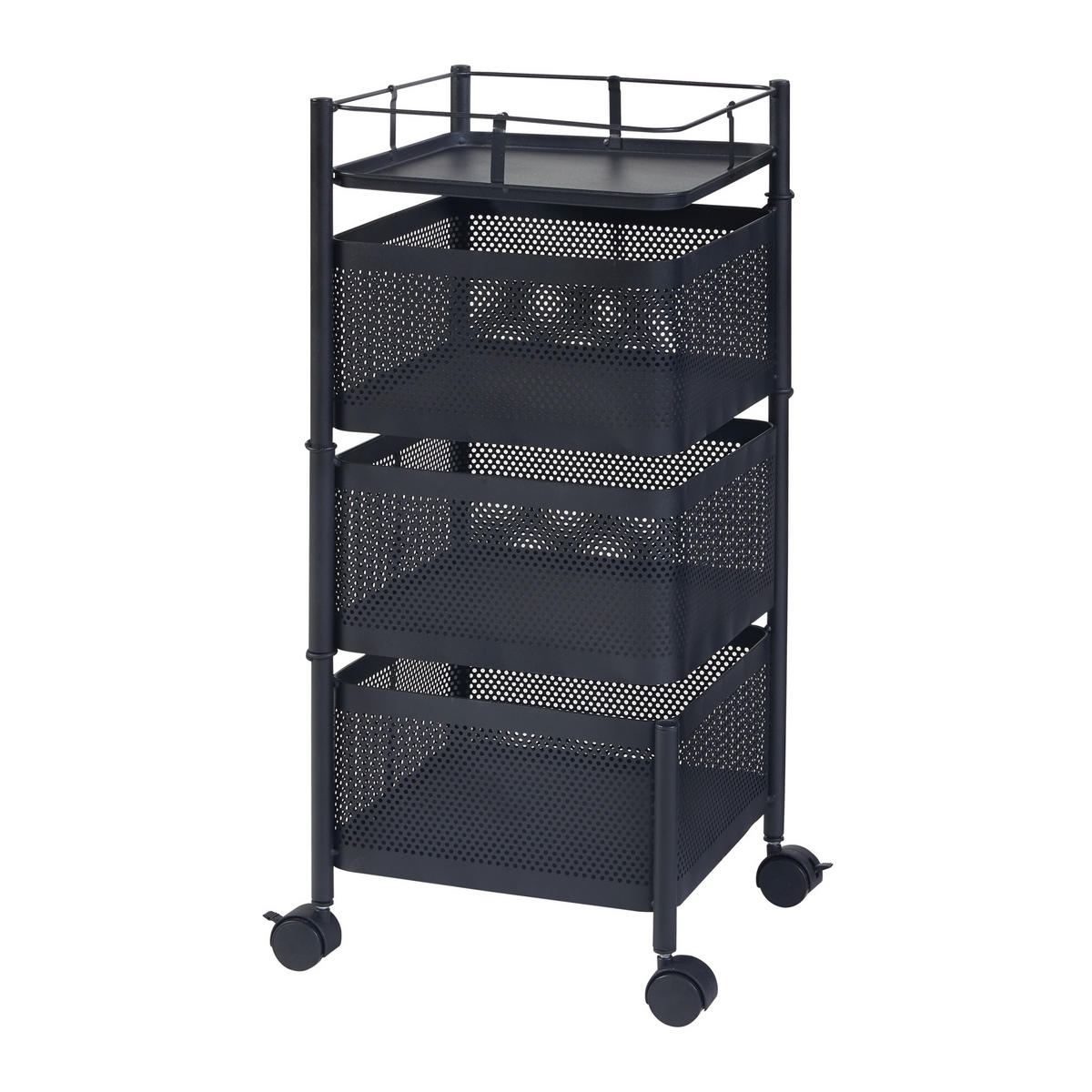 ROLLWAGEN Sunndal - Schwarz, Metall (27/64.5/27cm) - [en.casa]
