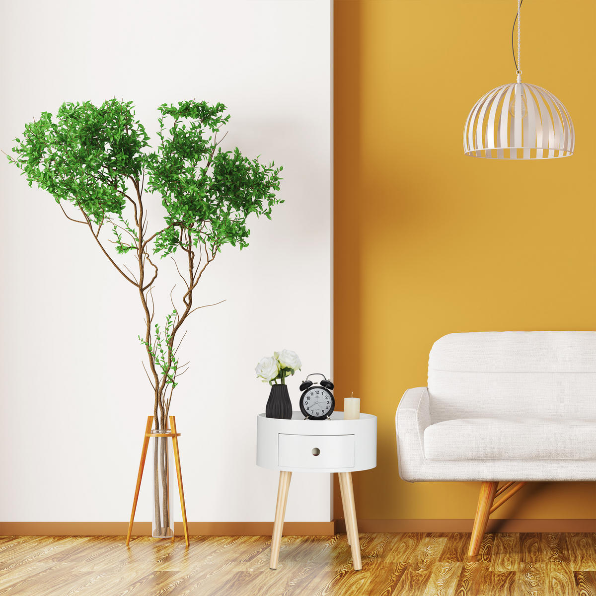 BEISTELLTISCH - Weiß, Holz/Holzwerkstoff (38/38/46cm) - Relaxdays