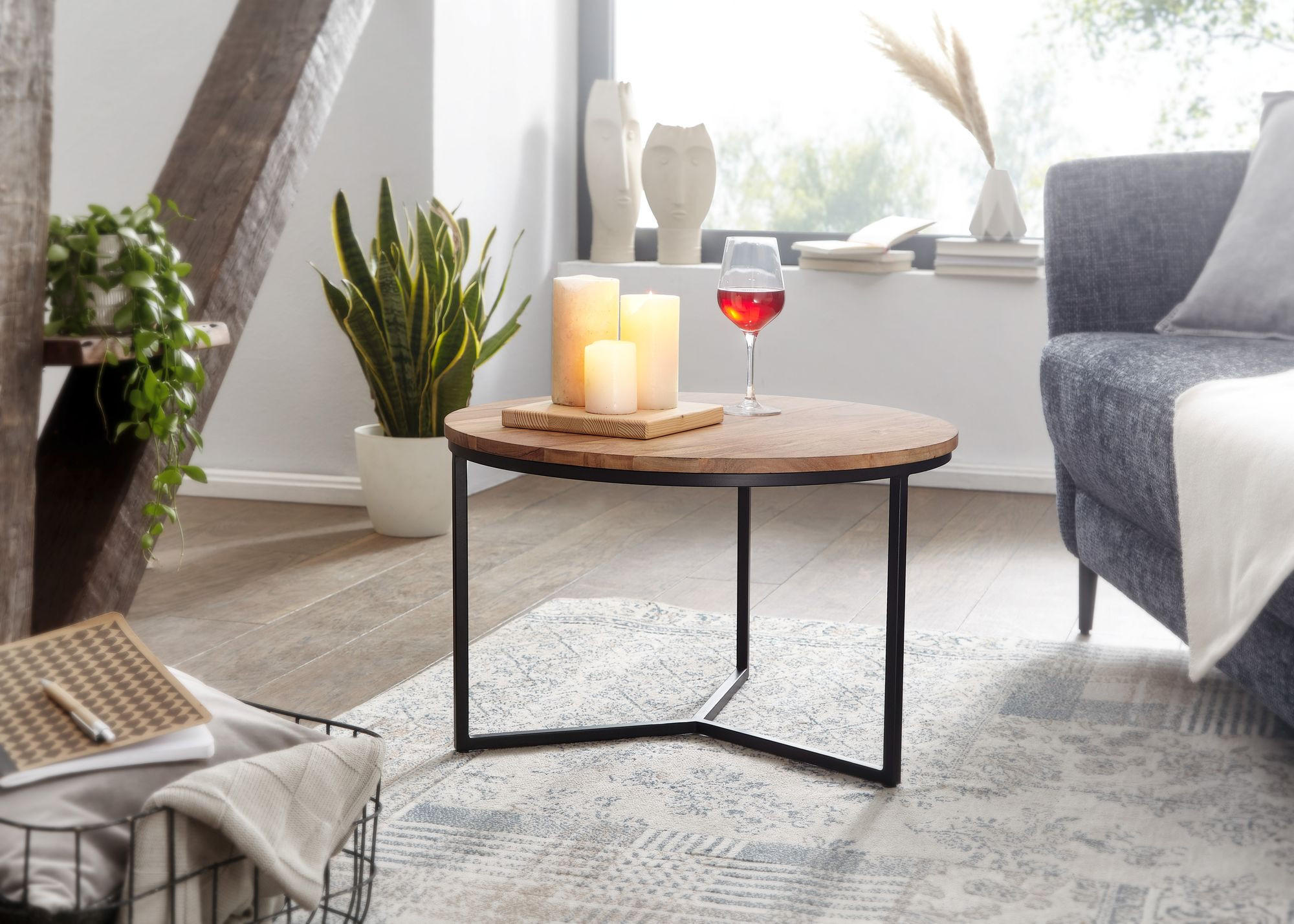Thumbnail - tinkaro Wohnzimmertisch, Akazie, Holz, 60x38x60 cm, Wohnzimmer, Wohnzimmertische, Couchtische