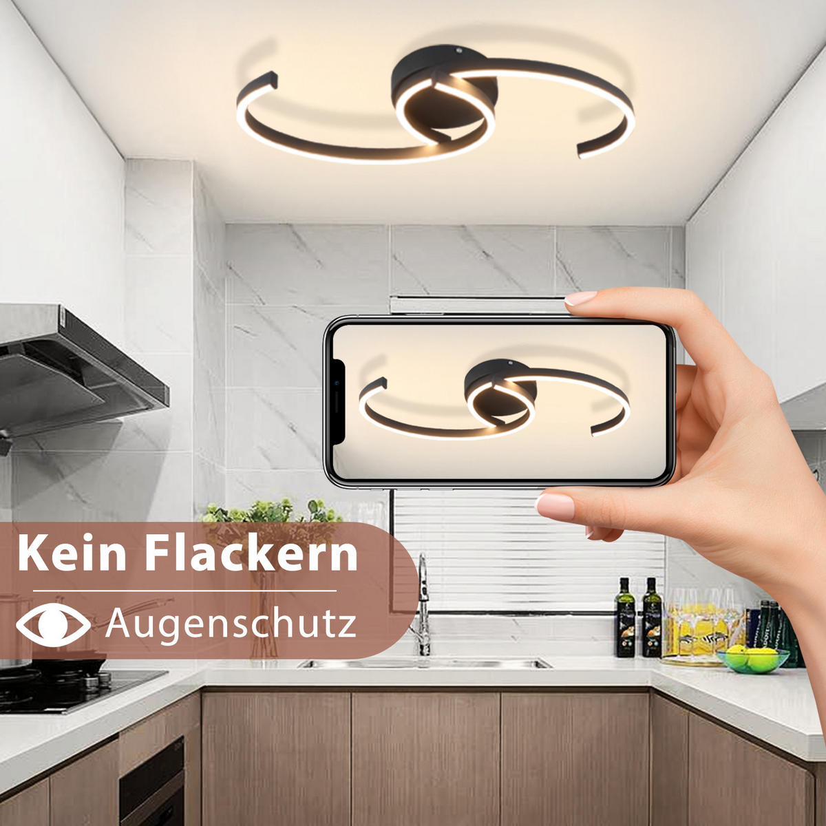 LED-DECKENLEUCHTE Hornwall 61.6/7.0/23.0 cm - Schwarz, Metall (23/61.6/7cm) - ZMH