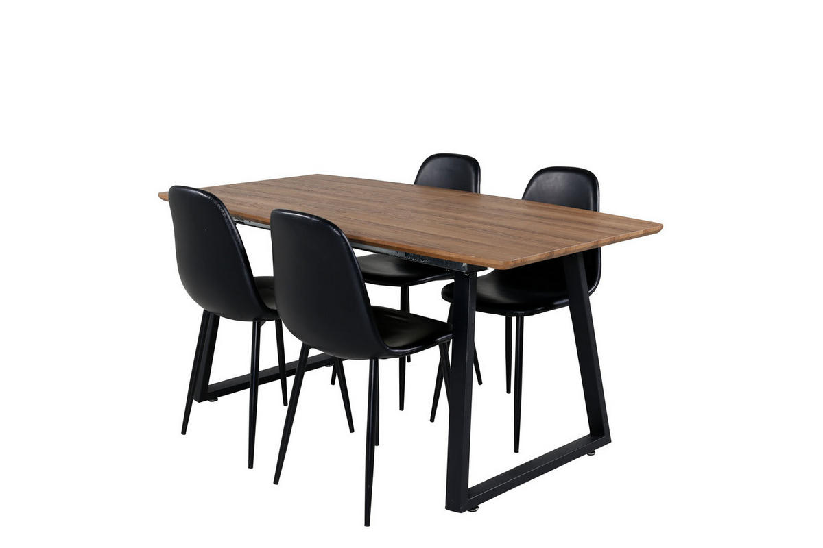 TISCHGRUPPE Schwarz - Schwarz/Braun, Holzwerkstoff (85/75/160cm) - ebuy24