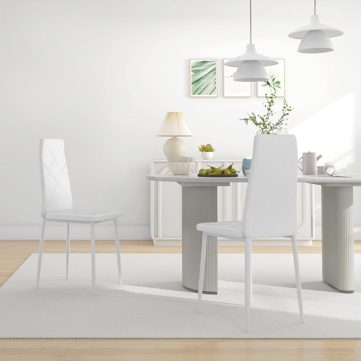 ESSZIMMERSTÜHLE 2er-Set DE-13343 hohe Rückenlehne Weiß - Weiß, Metall (50/97/41cm) - ComfortXL