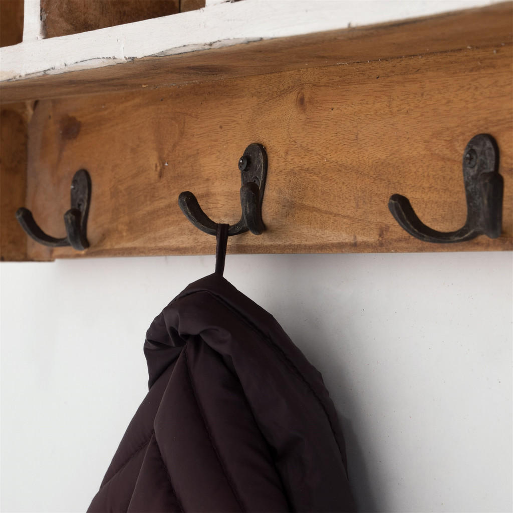 Thumbnail - Design Delights Wandgarderobe, Weiß, Holz, Echtholz,Recyclingholz, Vintage, 70x27x11 cm, Garderobe, Garderobenleisten & ...