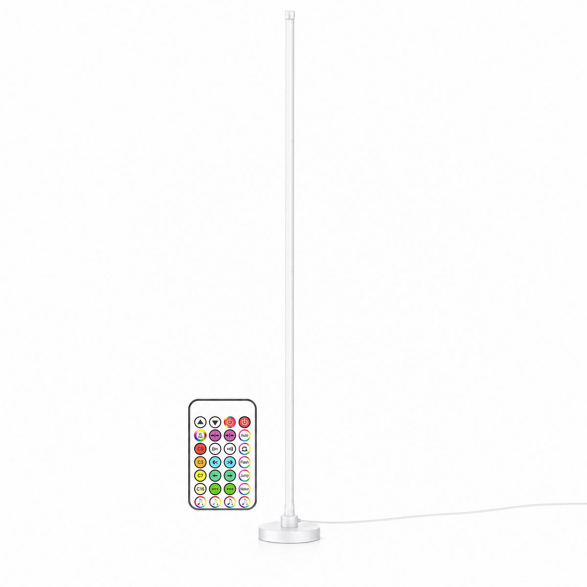 LED-ECKLAMPE - mit Fernbedienung und Soundsensor für RGB- und warmweißes Licht - Weiß, Kunststoff (15.5/15.5/147.5cm) - Northpoint