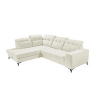 ECKSOFA mit elektronischem Sitzvorschub, Bettkasten und USB-Anschluss - Champagner/Schwarz, Textil/Metall (289/220cm) - ed exciting design