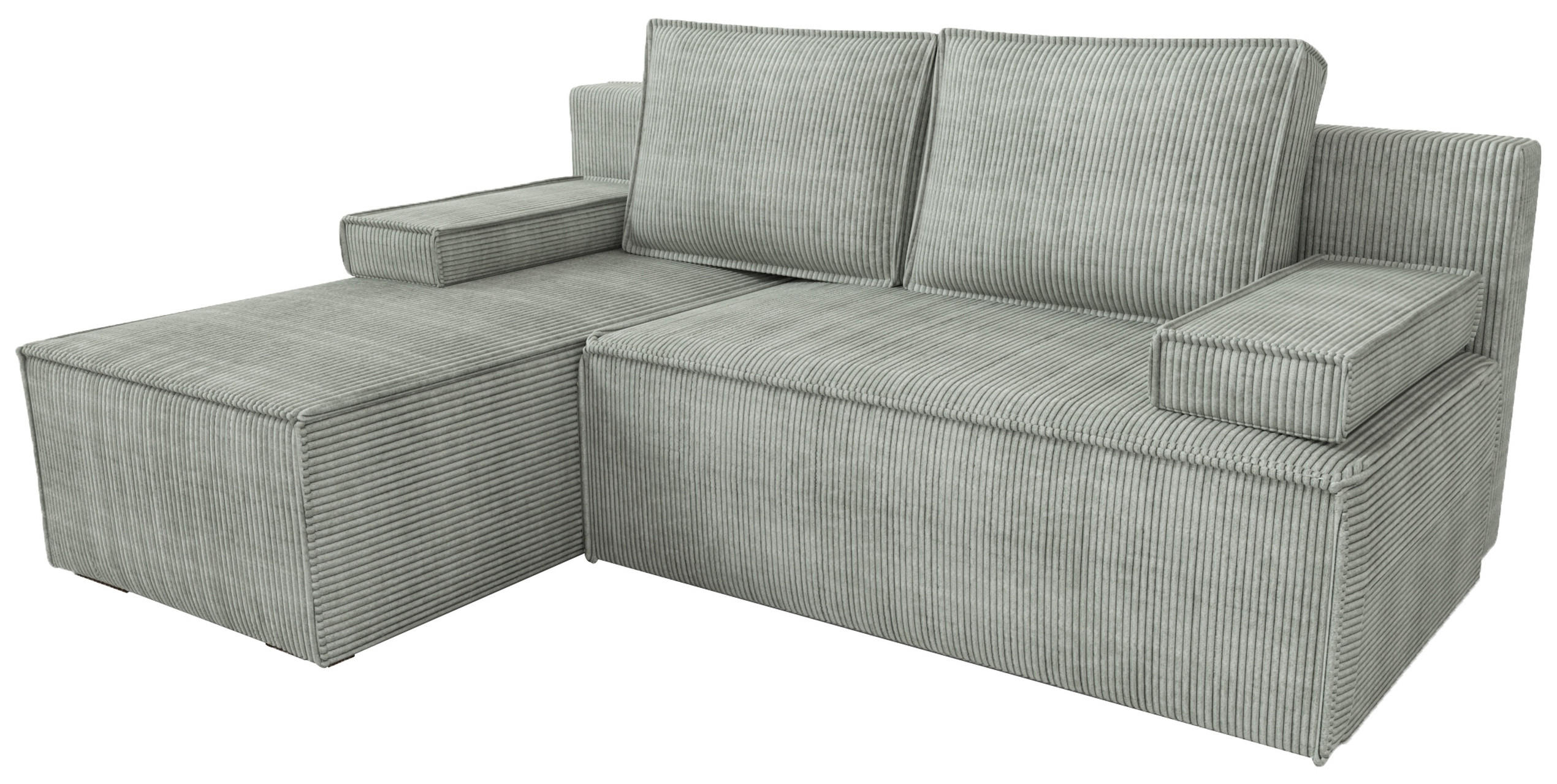 ECKSOFA Caspar mit Schlaffunktion Grau Cord - Hellgrau, Textil (200/141cm) - Bromarkt