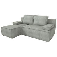 ECKSOFA Caspar mit Schlaffunktion Grau Cord - Hellgrau, Textil (200/141cm) - Bromarkt