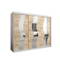 SCHWEBETÜRENSCHRANK 200/250/62 2-türig - Silberfarben/Weiß, Holz/Kunststoff (250/200/62cm) - Abiks Möbel