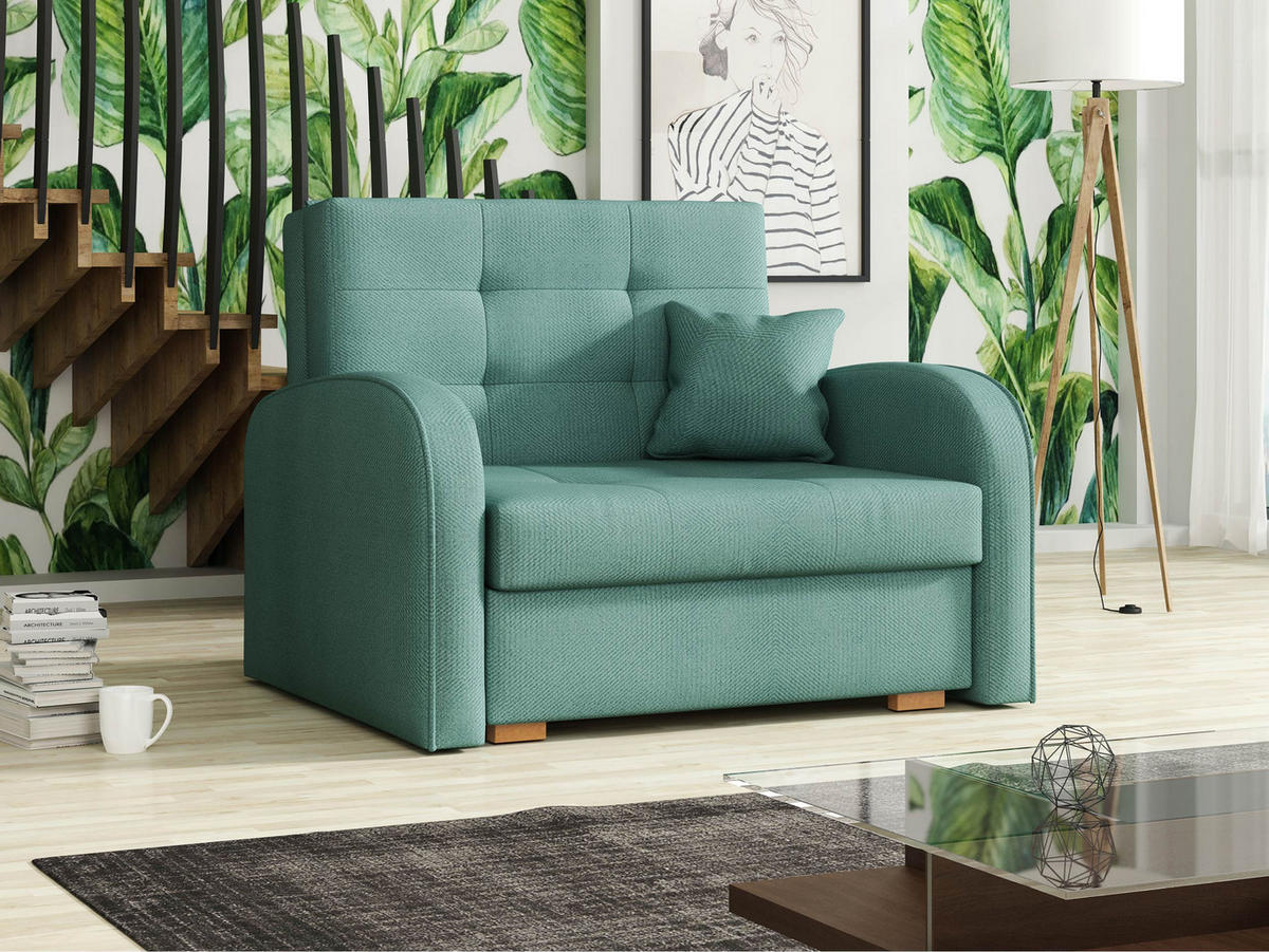 SCHLAFSOFA Viva Gold I - Braun/Mintgrün, Holz/Textil (103/85/98cm) - MIRJAN24