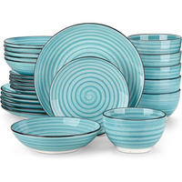 TAFELSERVICE 24-teiliges Set Steingut BONBON Blau - Türkis, Keramik (26.8/3.2/26.8cm)