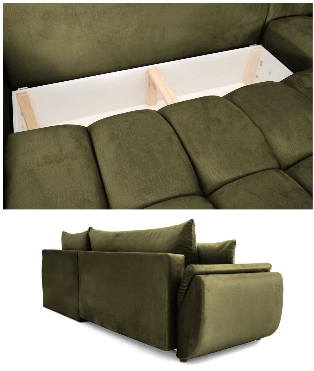 ECKSOFA Collin Mit Schlaffunktion - Grün, Holzwerkstoff/Textil (185/280cm) - Fun Möbel