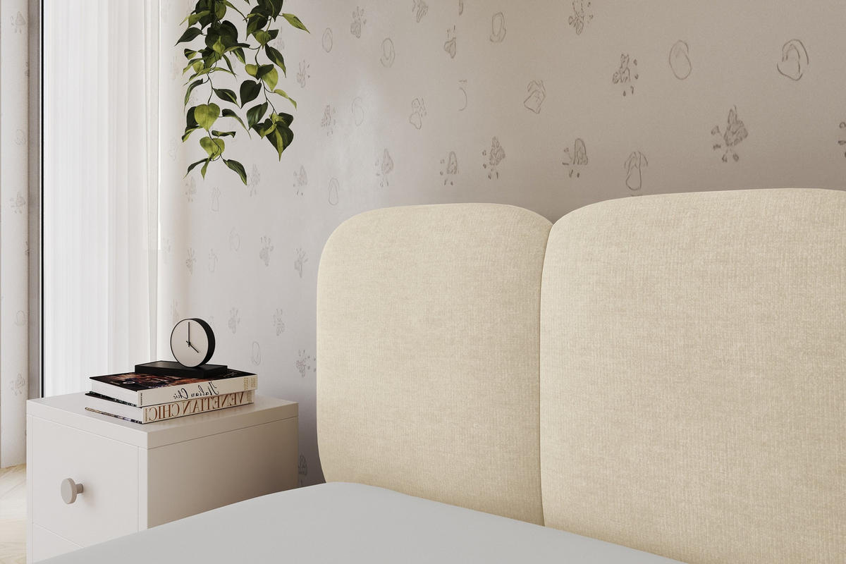 EINZELLBETT Jugendbett mit Bettkasten, Rechts - AVRY 100x200 Beige - Beige/Naturfarben, Holzwerkstoff/Textil (100/200cm) - ALTDECOR
