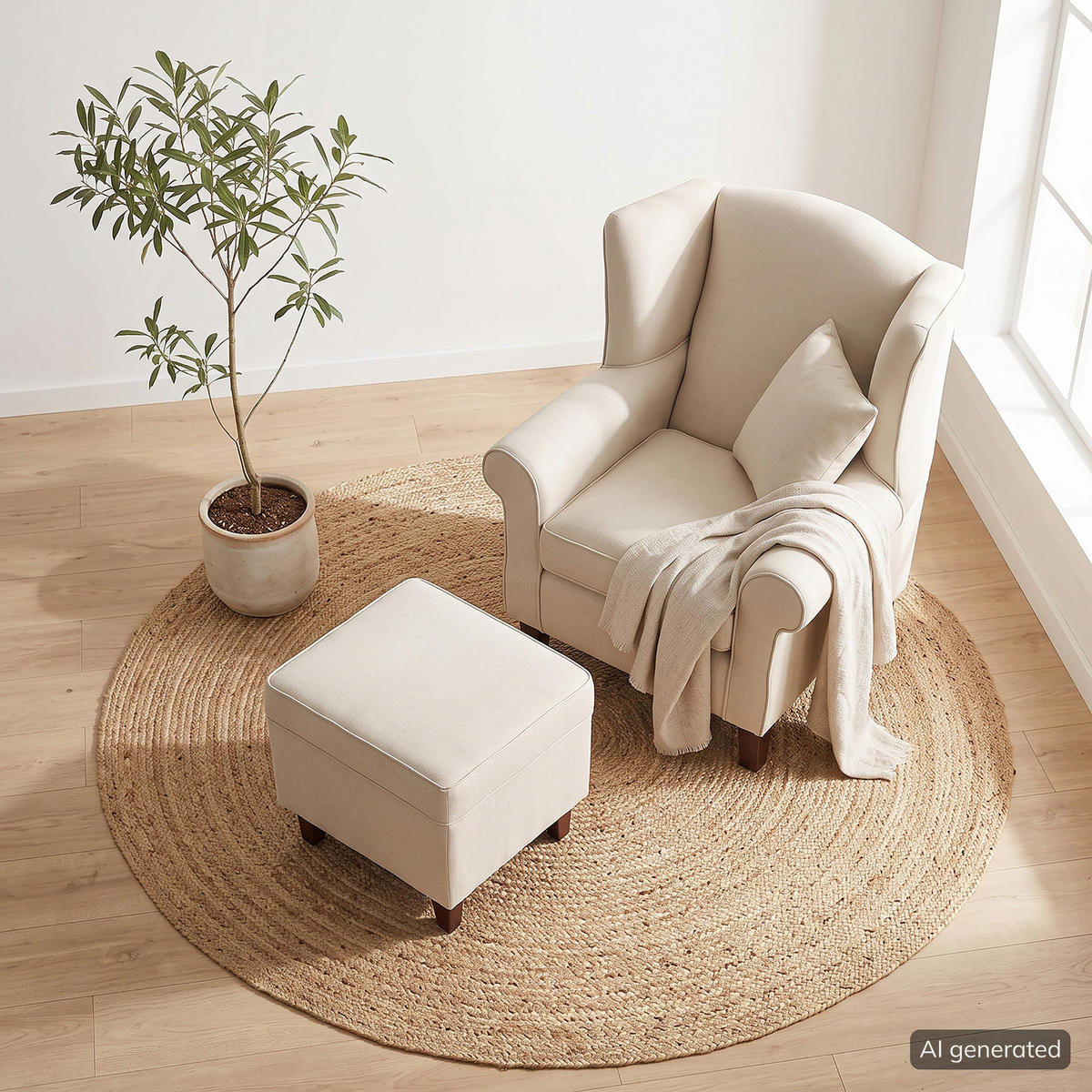 OHRENSESSEL - Dunkelbraun/Beige, Holz/Birkenholz (78/95/78cm) - home24