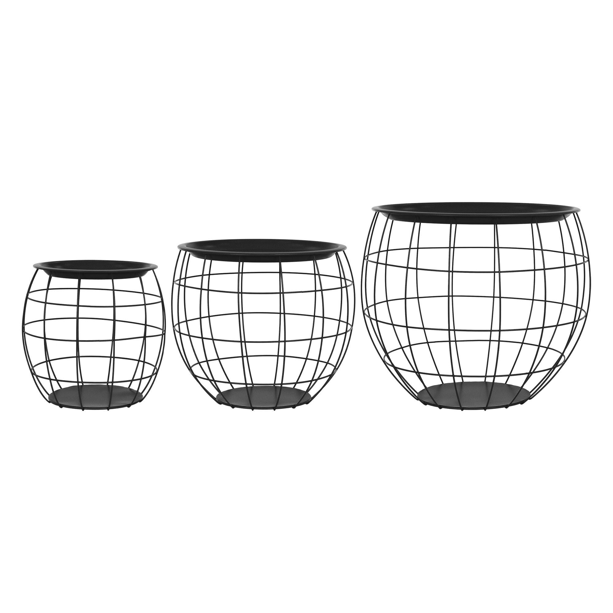 BEISTELLTISCH rund Schwarz Ø 43/35/27 - 40/33/29 cm 3er Set - Schwarz, Metall (43/43/40cm) - ML-DESIGN