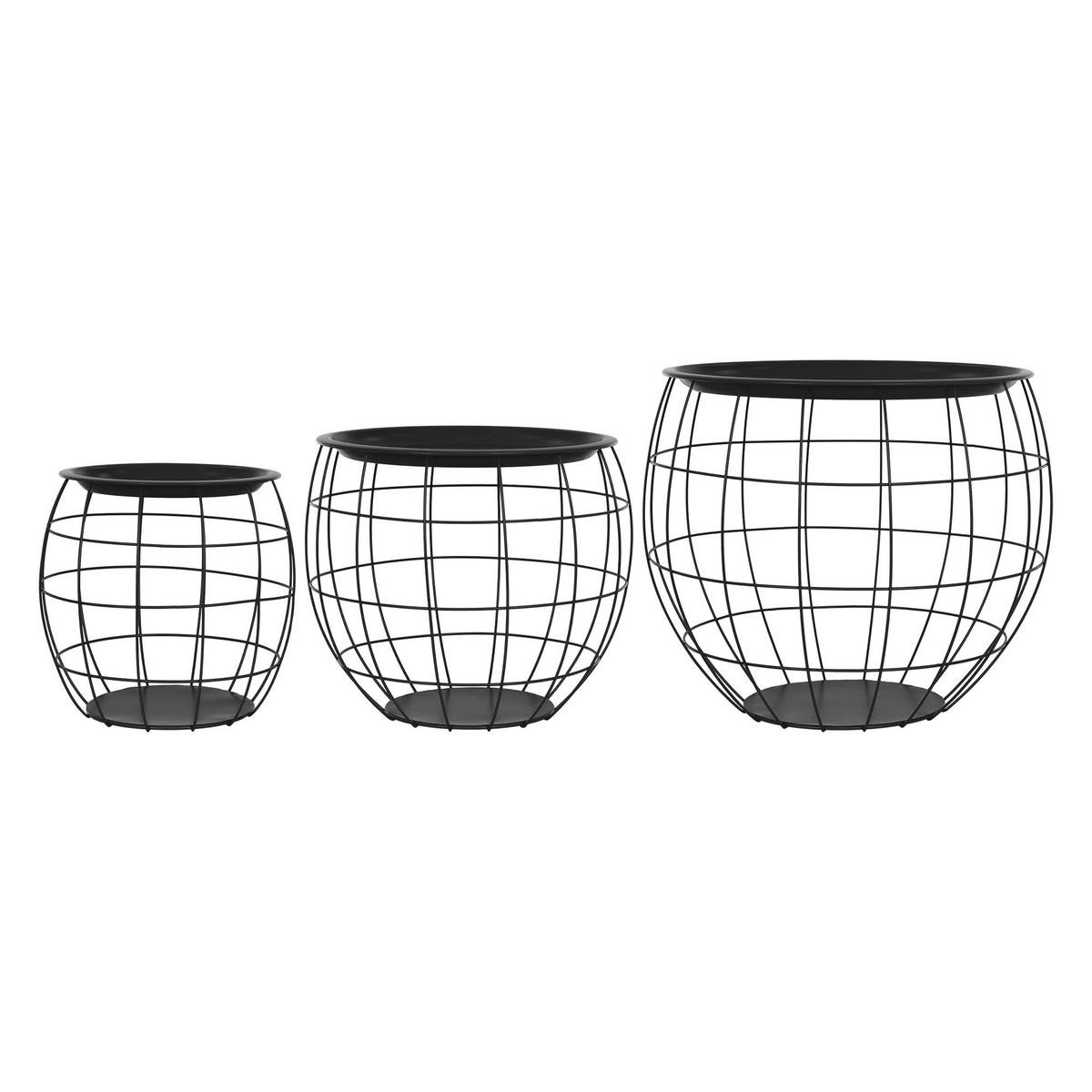 BEISTELLTISCH rund Schwarz Ø 43/35/27 - 40/33/29 cm 3er Set - Schwarz, Metall (43/43/40cm) - ML-DESIGN