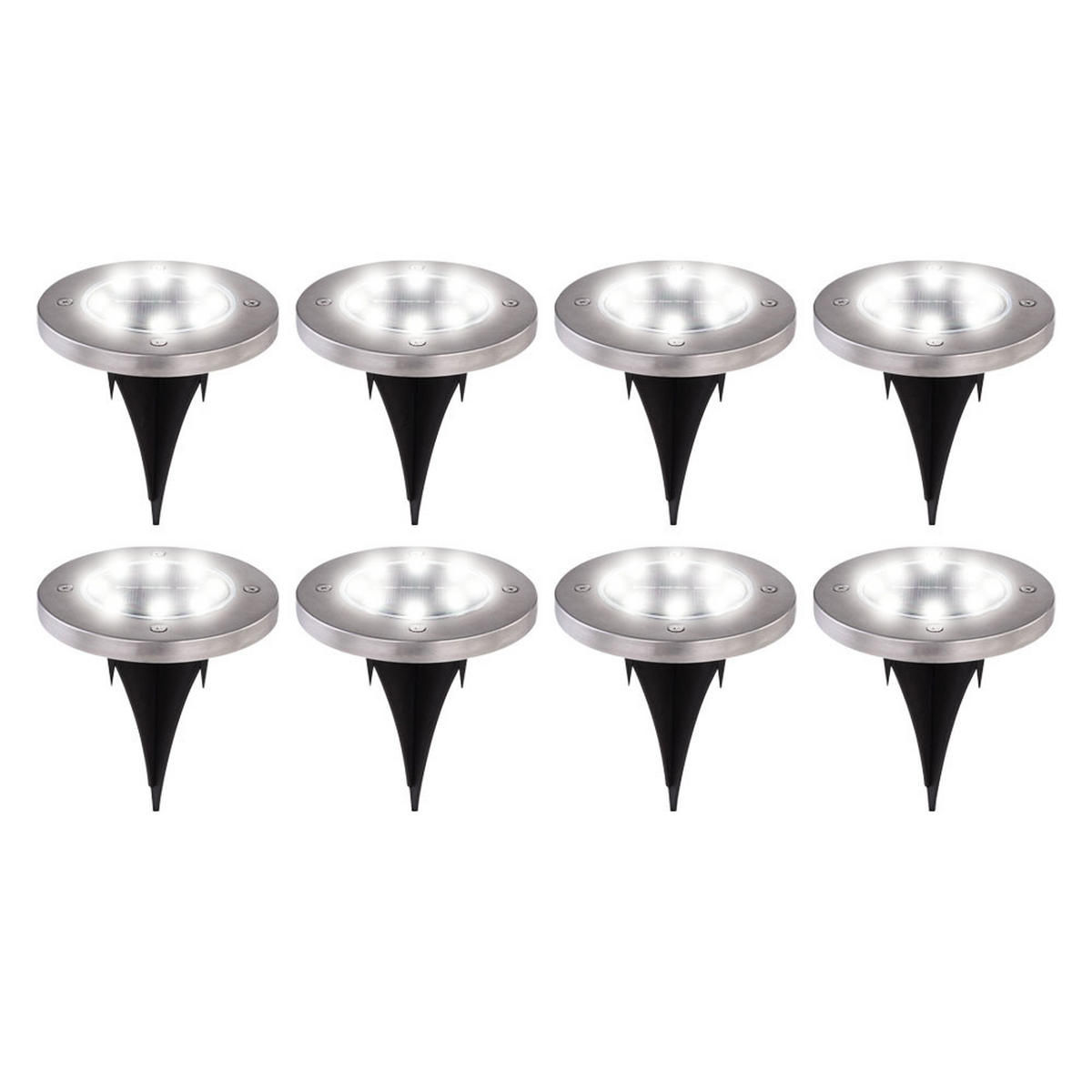 LED AUSSENLEUCHTE Edelstahl Silber 8er Set - Silberfarben, Metall (13/13/11.8cm)