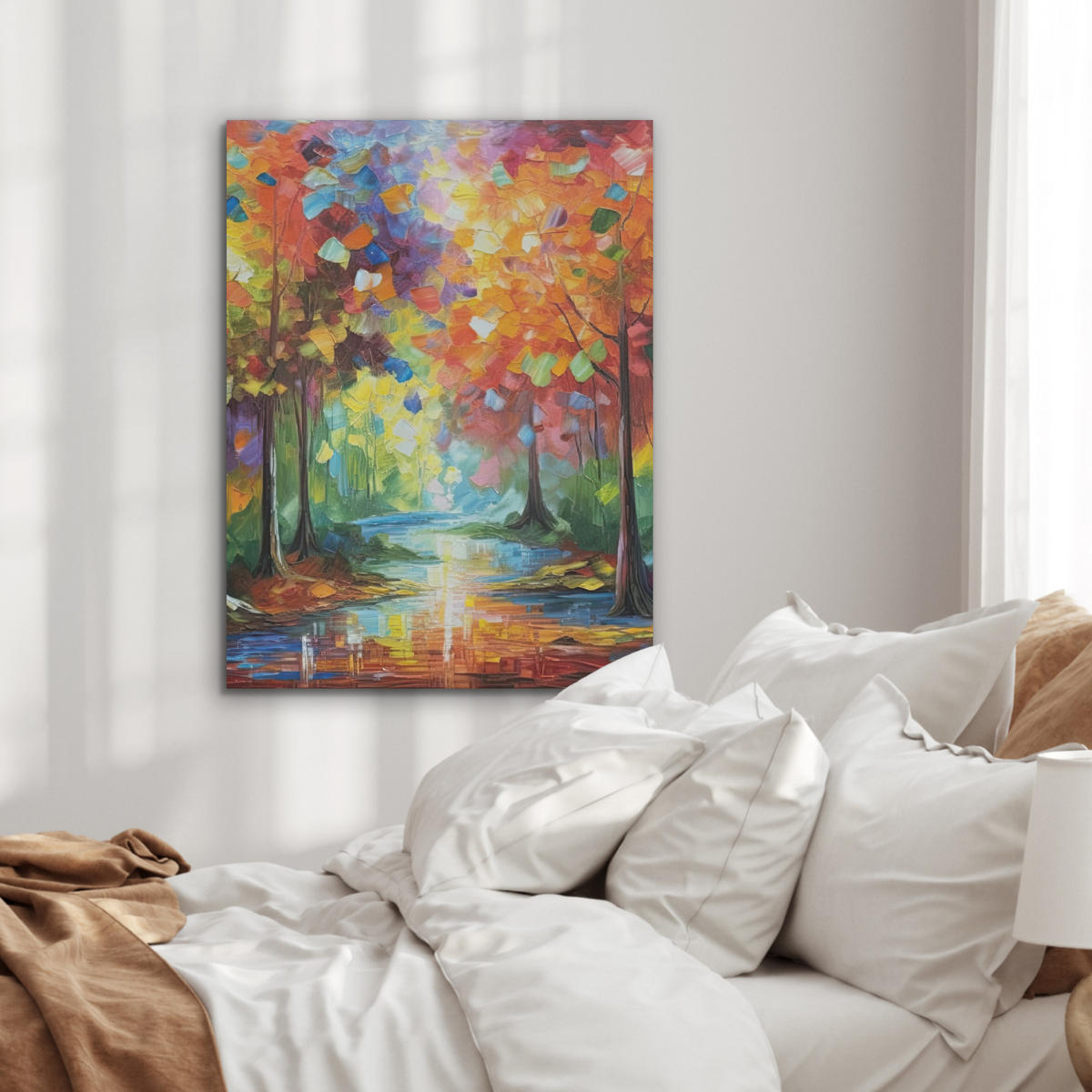 AKUSTIKBILD Landschaft - Wald - Farben - Natur Wandbilder 60x80 cm - Multicolor, Textil (60/80/0.9cm) - MuchoWow