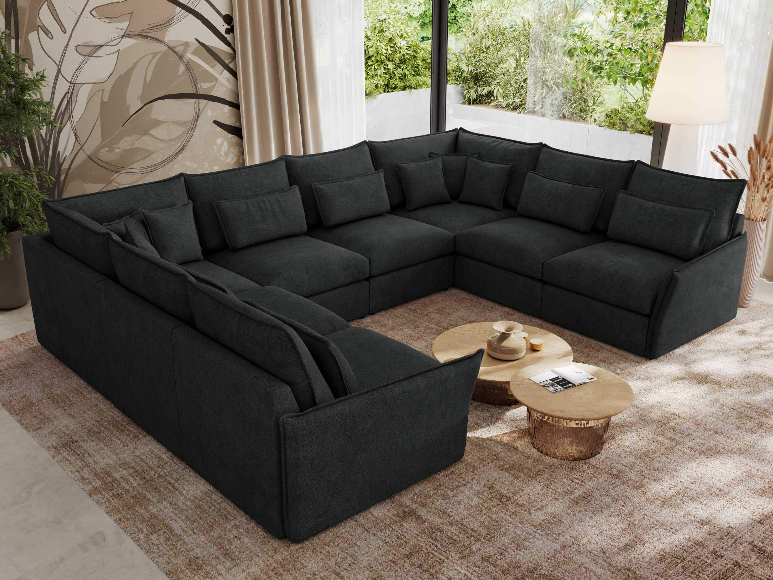 WOHNLANDSCHAFT VERSO U 8M Dunkelgrau Struktur - Dunkelgrau/Schwarz, Kunststoff/Textil (362/93/270cm) - MKS