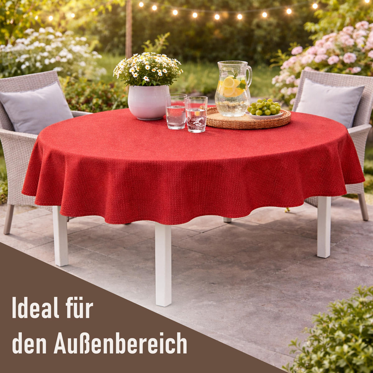TISCHDECKE Garten Weichschaum 140x180cm - Rot - Rot, Kunststoff (180/140cm) - Bestlivings