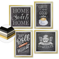 WANDBILDER 4er Set - 50x50 cm & 40x60 cm Goldrahmen - Kaffeeroller, heimelige Wärme - Goldfarben, Kunststoff (50/50cm) - ArtPrintCave
