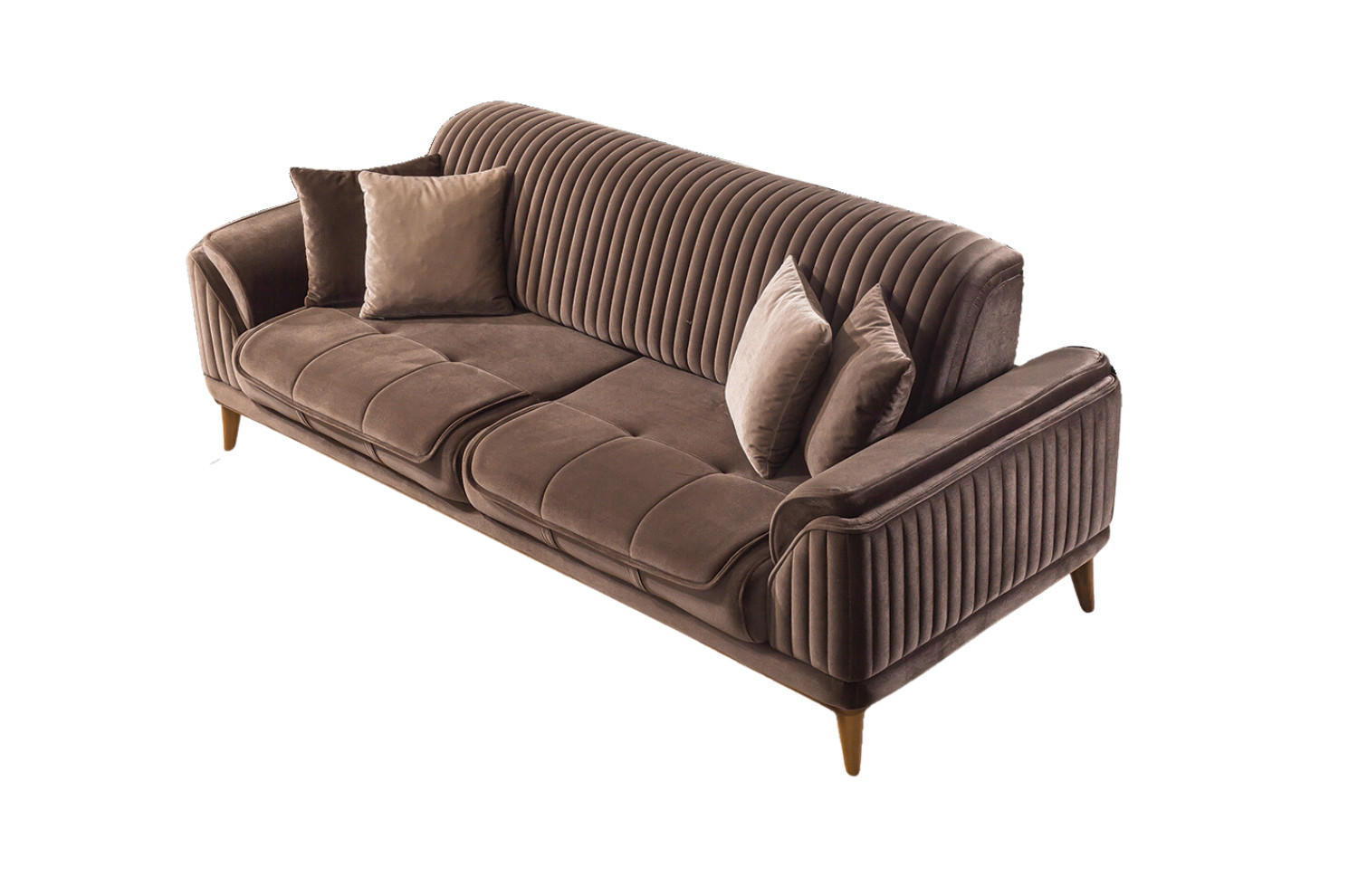 3 Sitzer SOFA Bond Samt Braun - Braun, Holz/Textil (230/85/100cm) - Villa Möbel