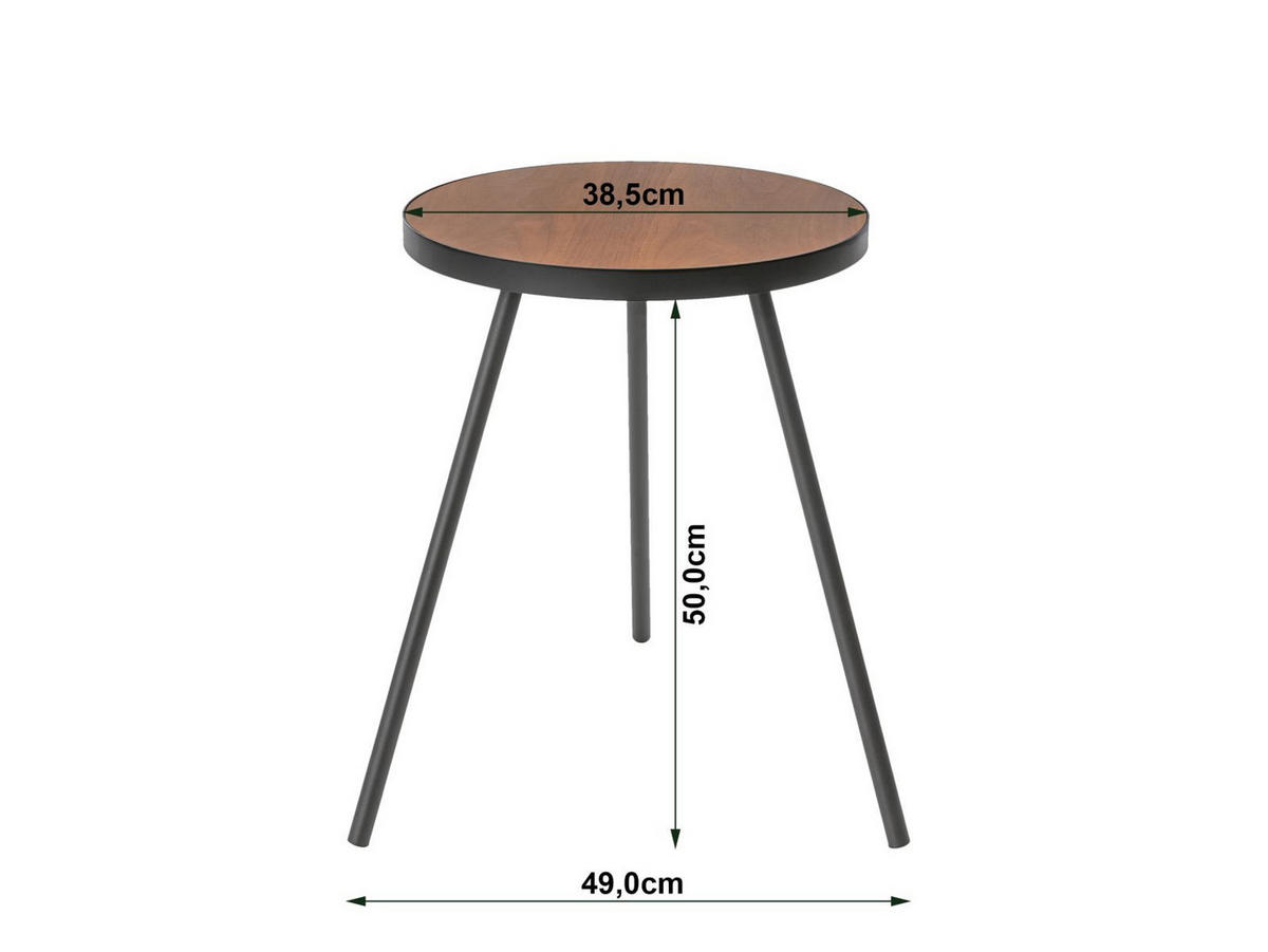 BEISTELLTISCH Tower schwarz 49/50/49 cm rund - Schwarz, Metall (49/49/50cm) - Yamazaki