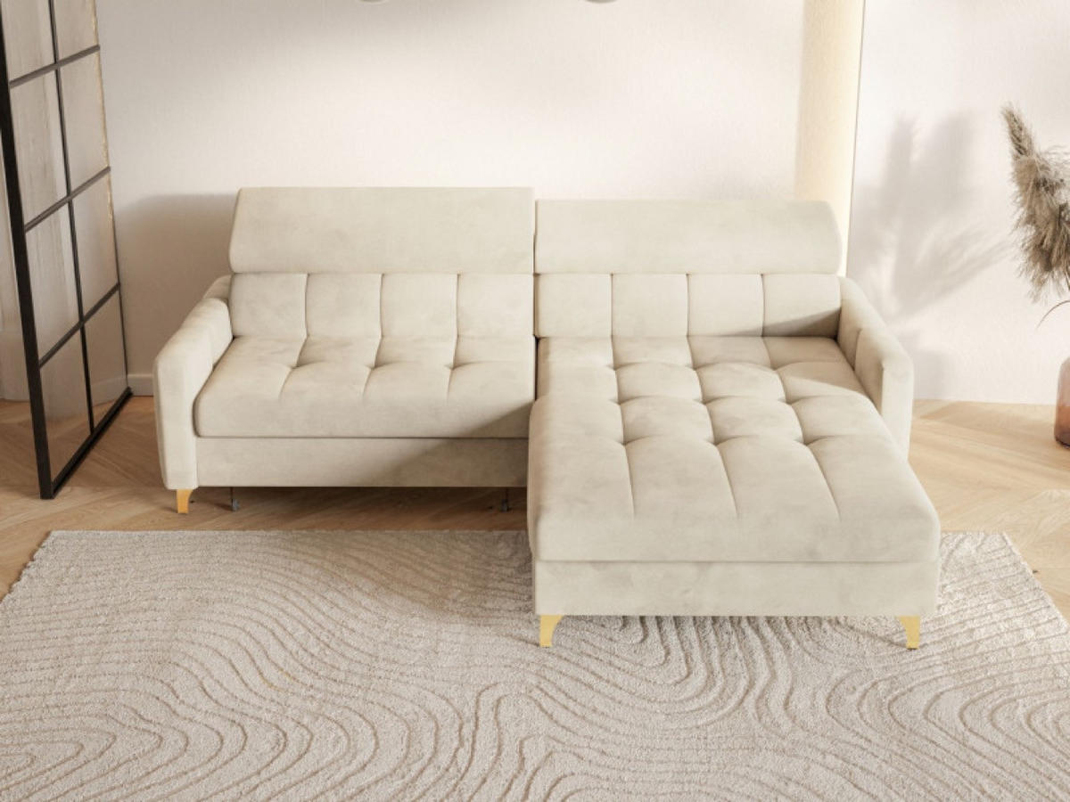 ECKSOFA Creme BAMBINO Mit Verstellbaren Kopfstützen Rechts - Beige/Creme, Textil (174/223cm) - Sepro Meble