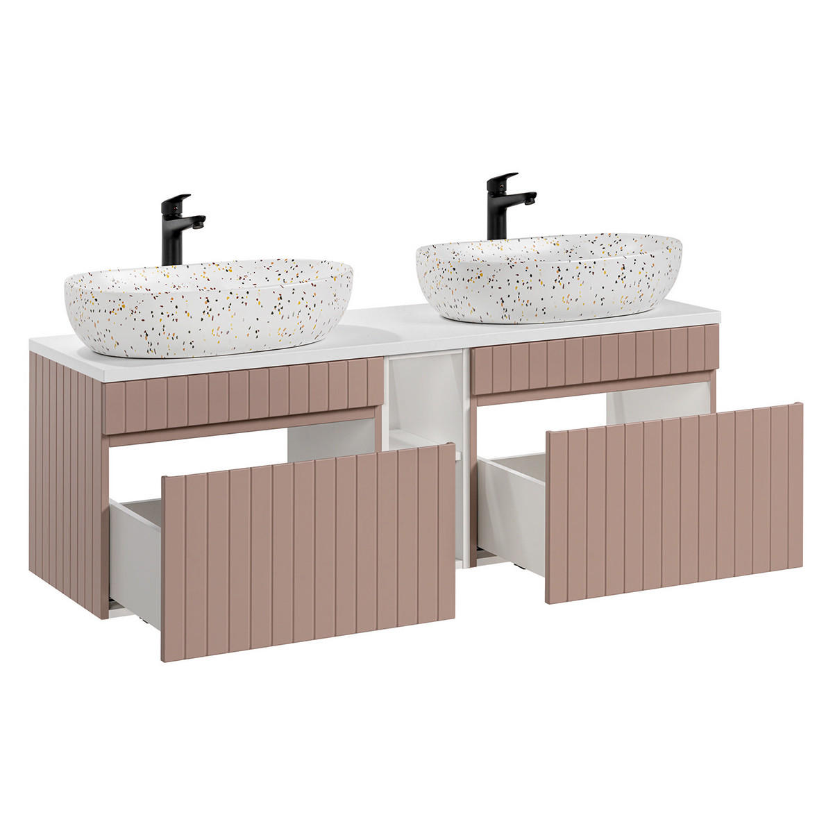 DOPPELWASCHTISCH 140.4cm Zelie Rose - Pink, Holzwerkstoff (140.4/48/46cm) - Petits-meubles