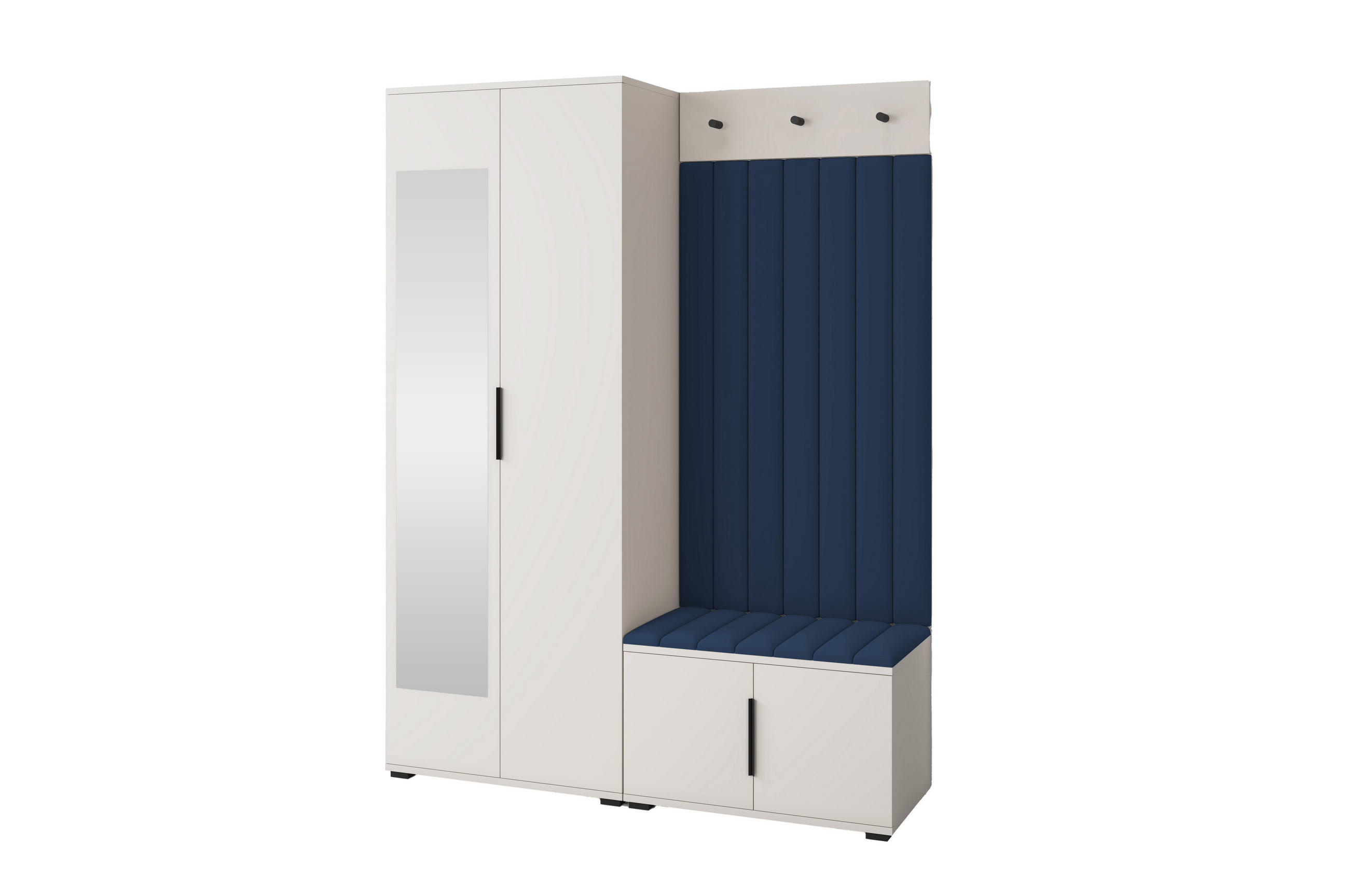 GARDEROBE Napoli version 13 mit Spiegel, mit POLSTERPANEELEN Blau - Blau/Beige, Holzwerkstoff (140/185/40cm) - Jerpax