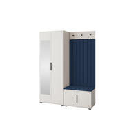 GARDEROBE Napoli version 13 mit Spiegel, mit POLSTERPANEELEN Blau - Blau/Beige, Holzwerkstoff (140/185/40cm) - Jerpax