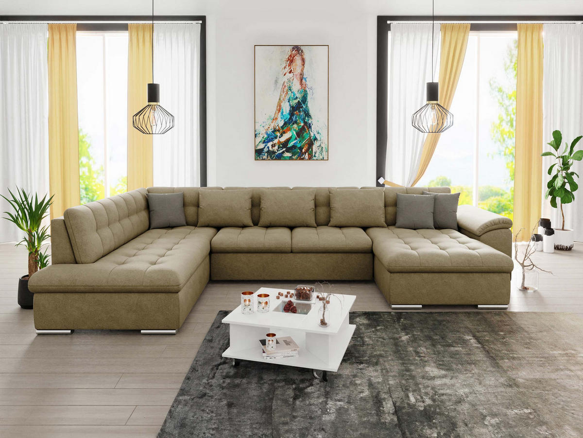 WOHNLANDSCHAFT Niko Bis, Seite: Rechts - Naturfarben, Holz/Textil (348/76/205cm) - MIRJAN24