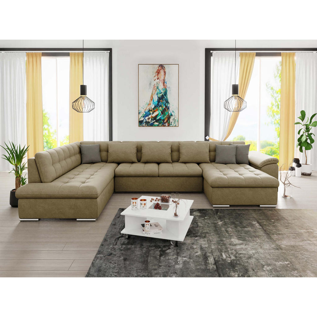 Thumbnail - Mirjan24 Wohnlandschaft, Natur, Textil, 7-Sitzer, U-Form,Rechteckig, 348x76x205 cm, Wohnzimmer, Sofas & Couches, Wohnlan...